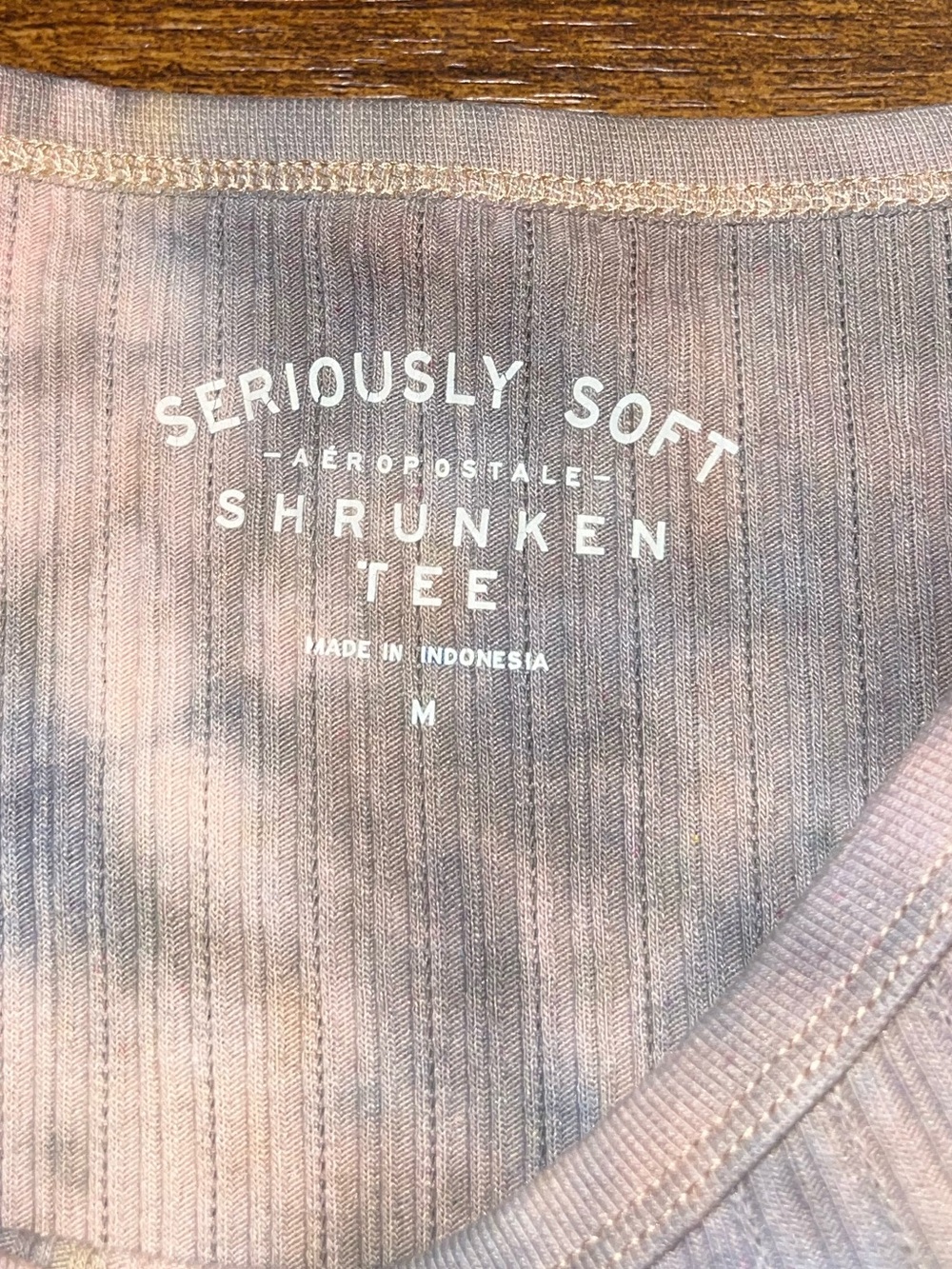 Aeropostale Y2K Seriously Soft Shrunken Ribbed Peach Tie-Dye Top Size M - Picture 8 of 9